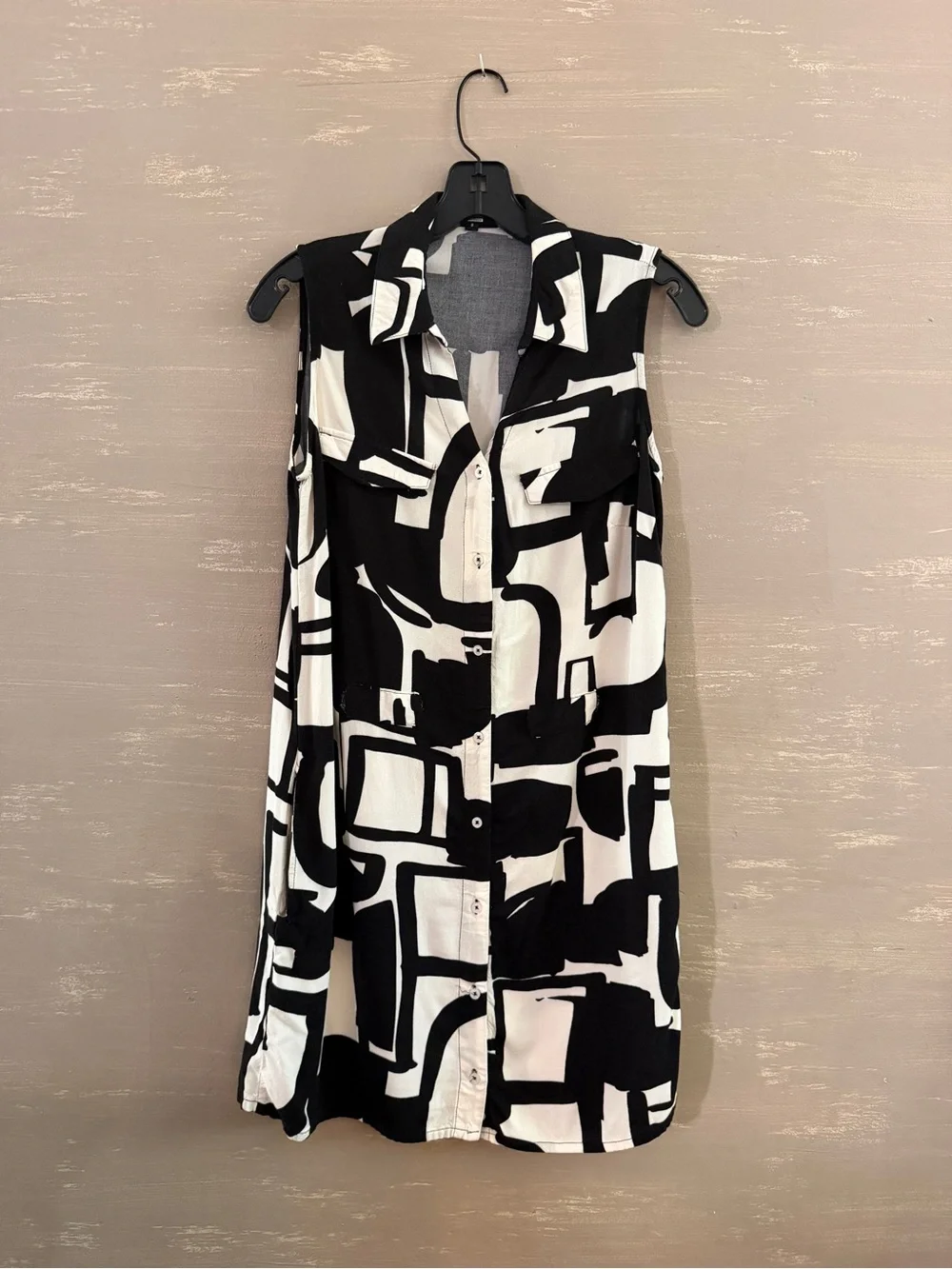 Vintage DG Dolce & Gabbana Black and White Button Geometric sleeveless dress S